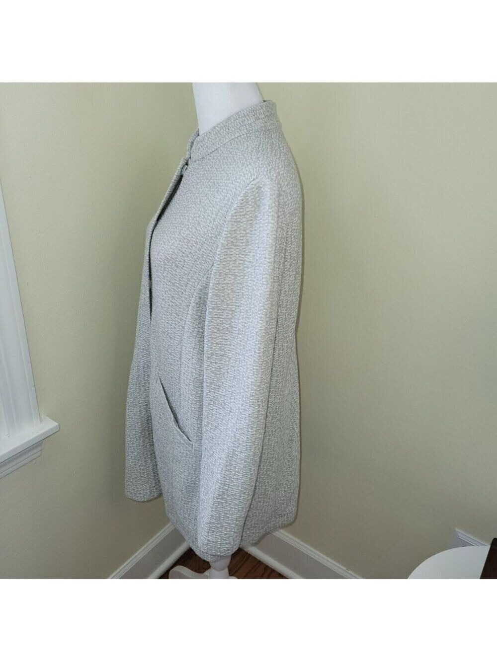 Eileen Fisher Textured Cotton Tencel Jacket Stretch Standup Collar Size S - Picture 4 of 14